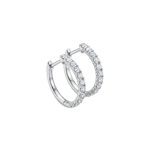 Aros Platino 900 Diamantes Argollas 36 Pts