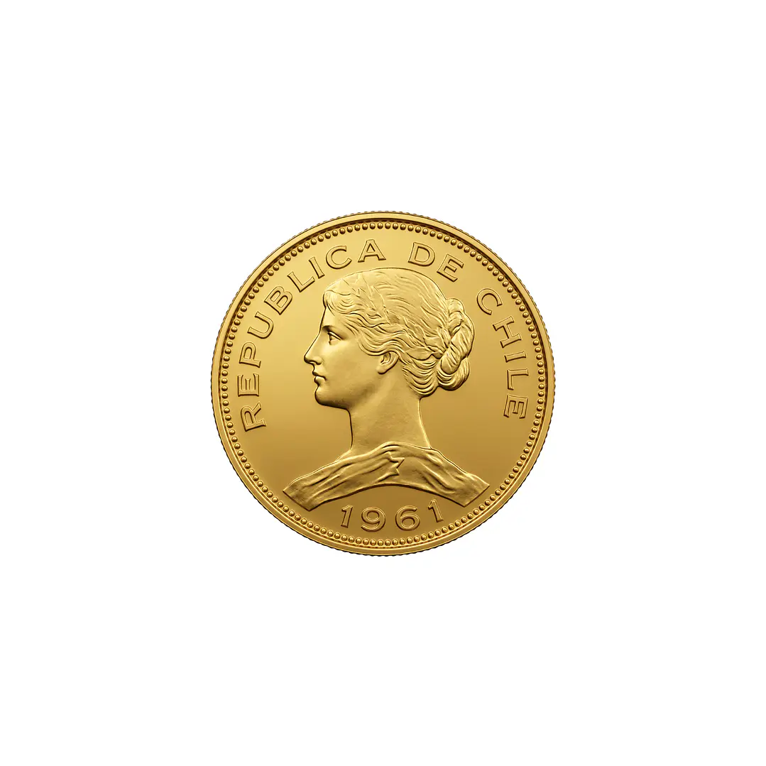 Moneda de Oro Chilena de 100 pesos año 1960 al 1969 3