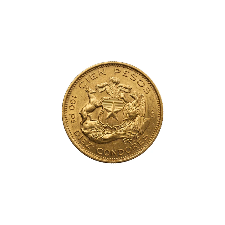 Moneda de Oro Chilena de 100 pesos año 1960 al 1969 7