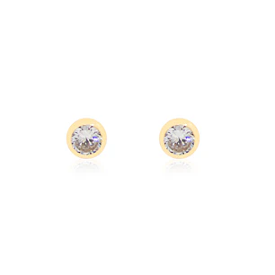 Aros de Oro 18kt Modelo Punto de Luz Tallado Circon de 3,0mm