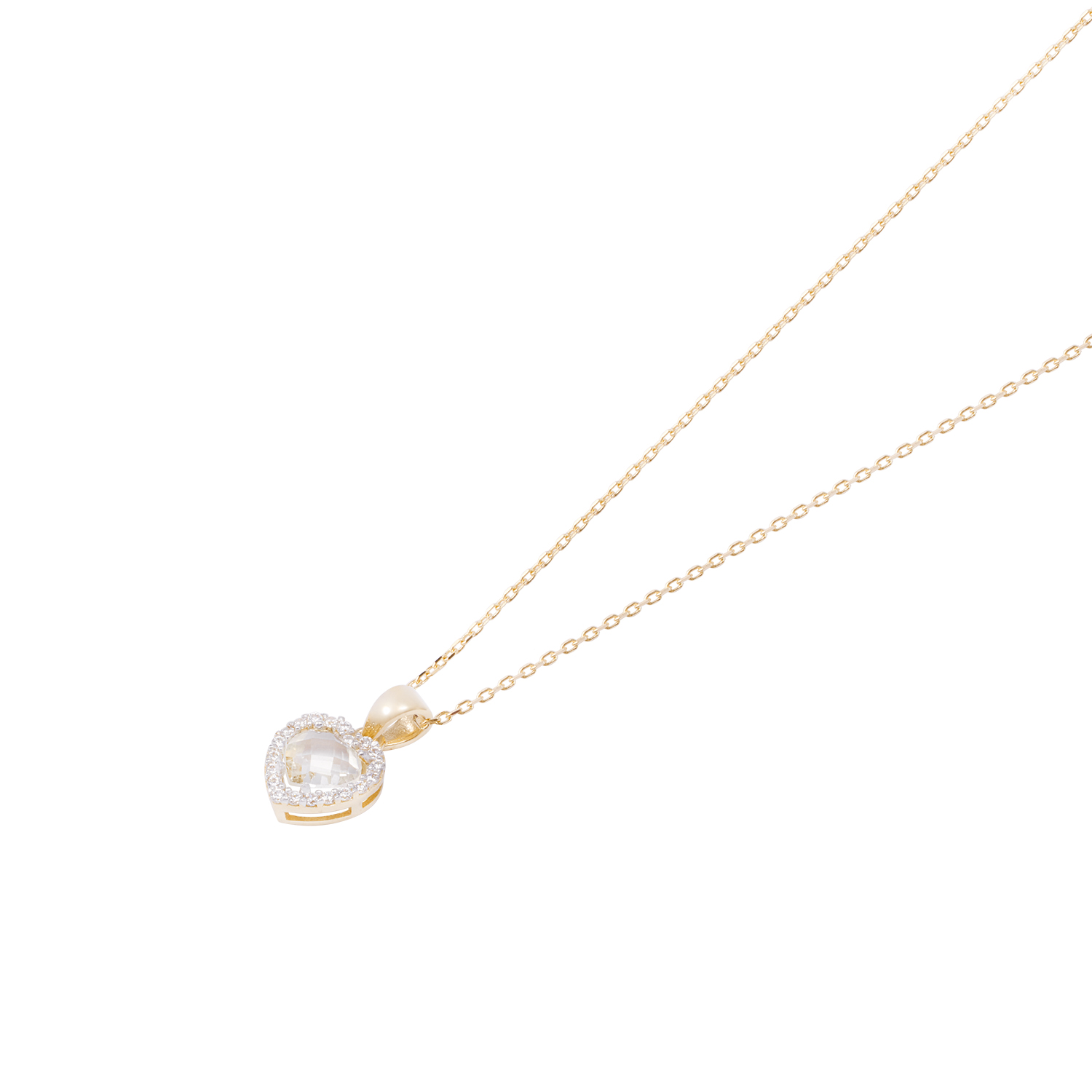 Colgante Oro Amarillo 18kt Corazón adornado con Circonitas 2