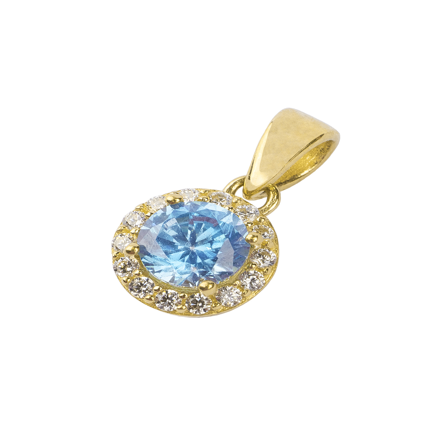 Colgante de Oro 18kt Circulo Agua Marina con Circon 1