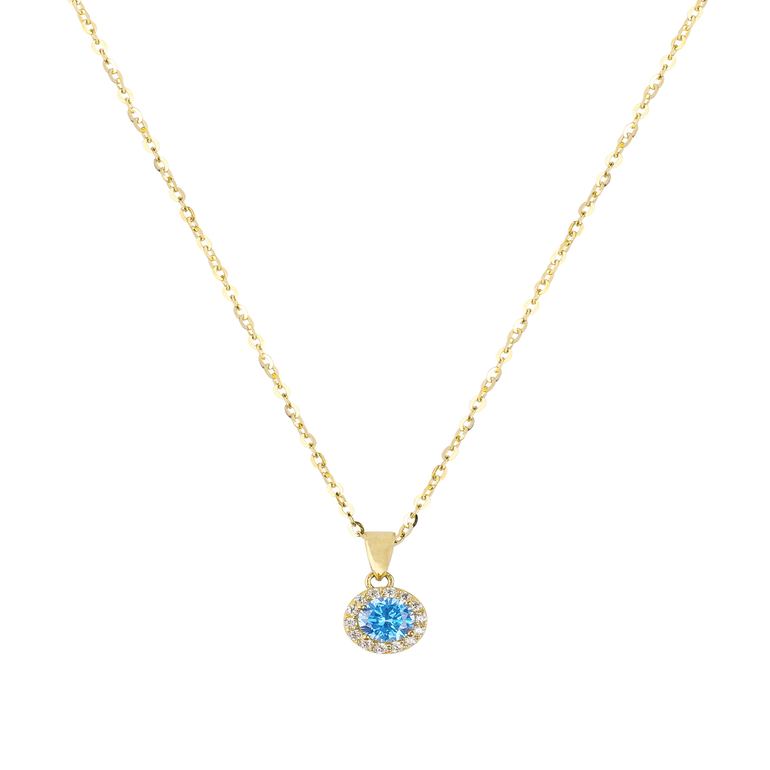 Colgante de Oro 18kt Circulo Agua Marina con Circon 2