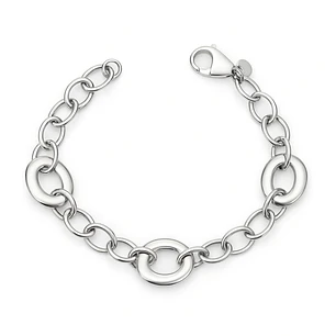 Pulsera de Plata Esterlina 925 Eslabon Ovalado Grande Pequeño