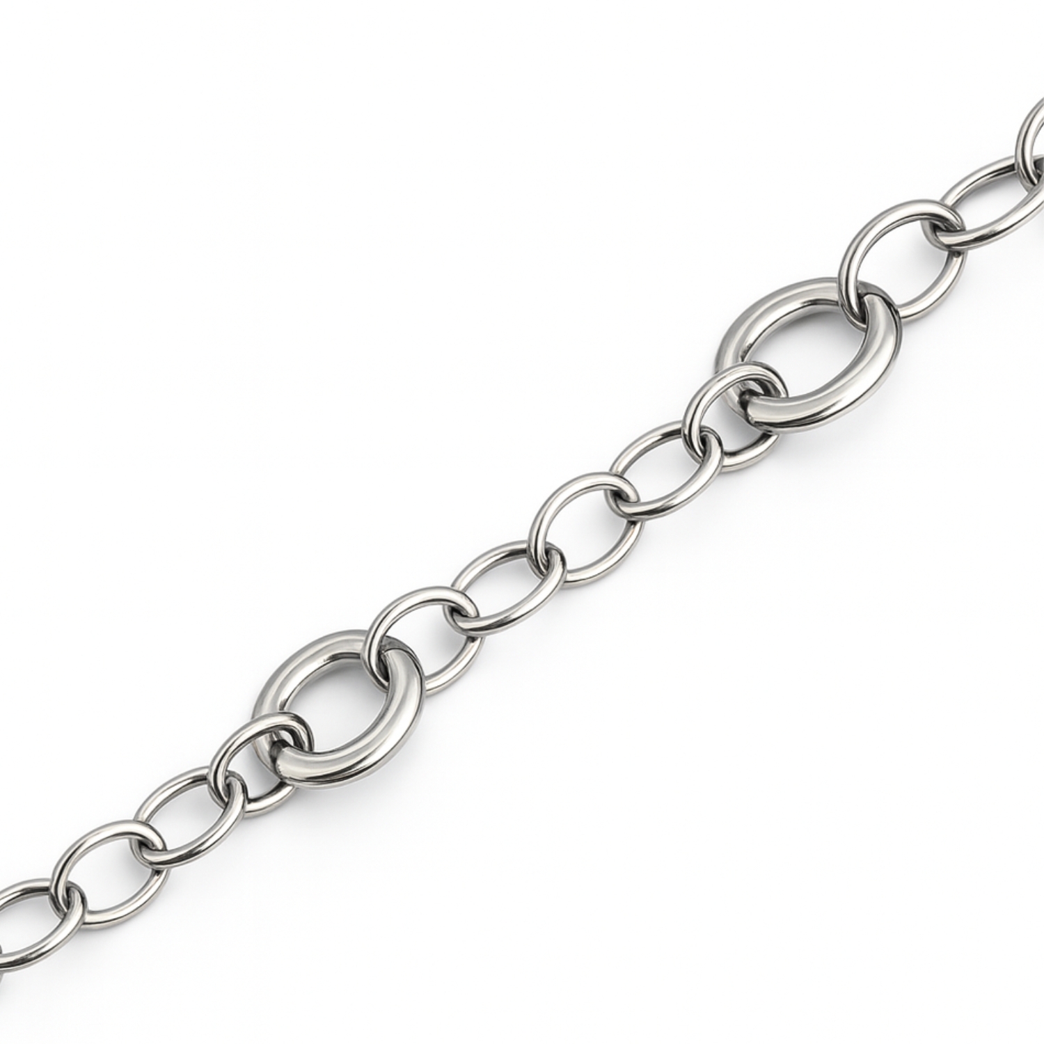 Pulsera de Plata Esterlina 925 Eslabon Ovalado Grande Pequeño 2