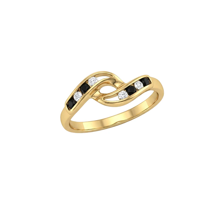 Anillo Oro Miel 18kt Vínculo con Ónix y Circonitas 2