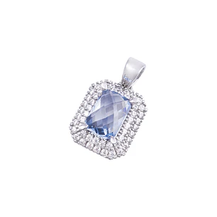 Colgante de Oro Blanco 18kt Circón-Aguamarina