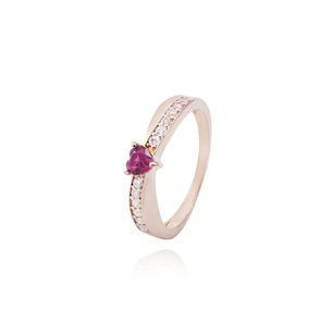 Anillo Oro Miel 18kt Corazón Central