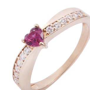 Anillo Oro Miel 18kt Corazón Central