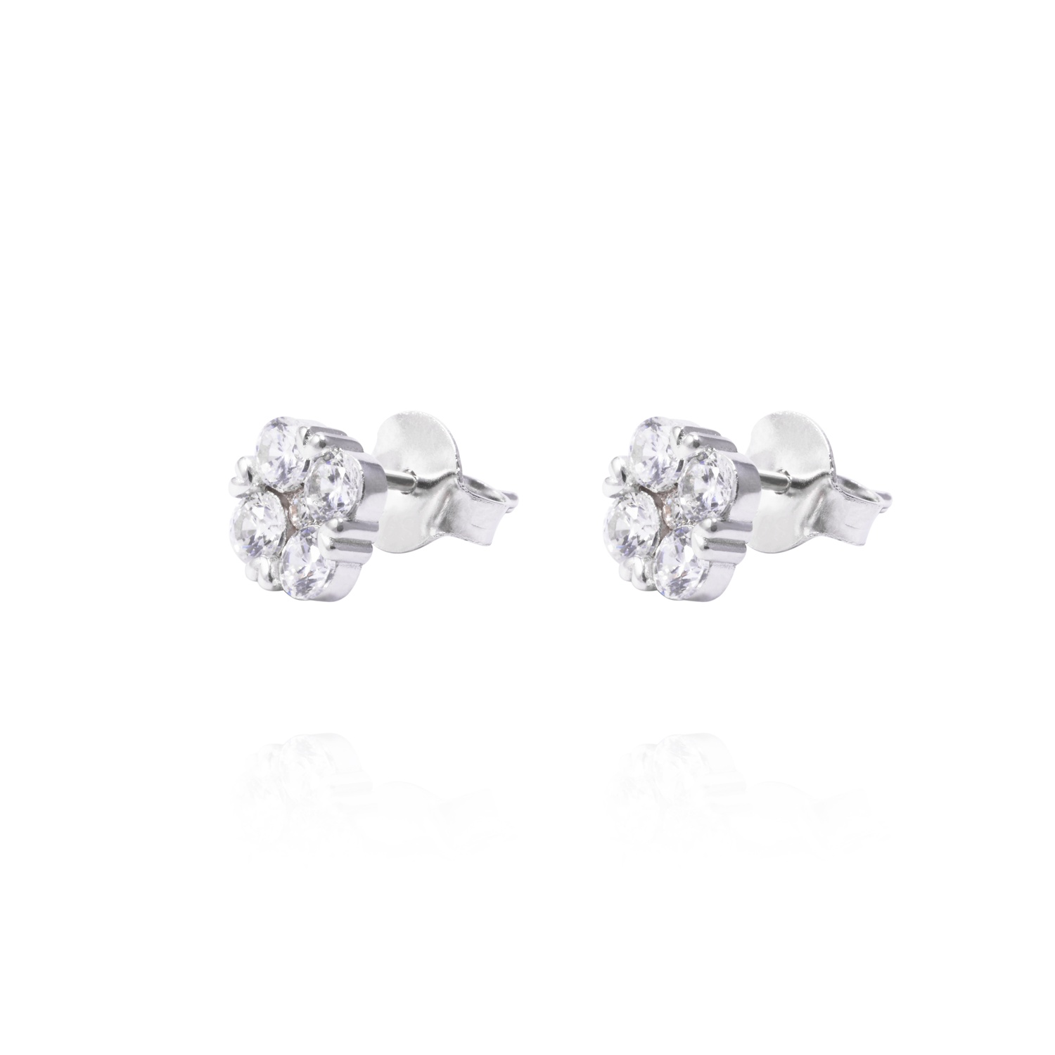 Aros de Plata Esterlina Flor Cuatro Circones 1