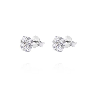 Aros de Plata Esterlina Flor Cuatro Circones