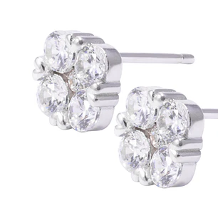 Aros de Plata Esterlina Flor Cuatro Circones