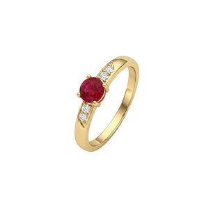Anillo Oro Miel 18kt Eclipse con Rubí y Circonitas
