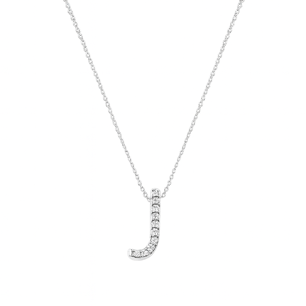 Collar Oro Blanco 18kt Diamantes Letra J 5 Pts | Danielle Costantini 3
