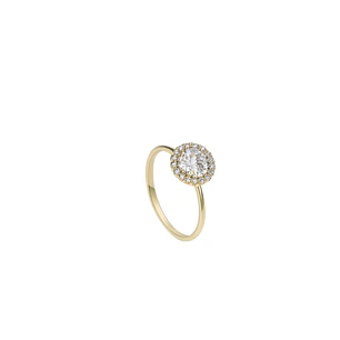 Anillo Oro Amarillo 14kt Girasol Circonita Central 6MM