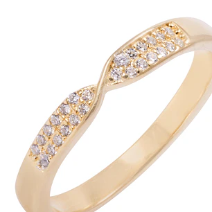 Anillo de Plata Esterlina Diseño Entrelazado Con Circón Revestido en Oro 18kt