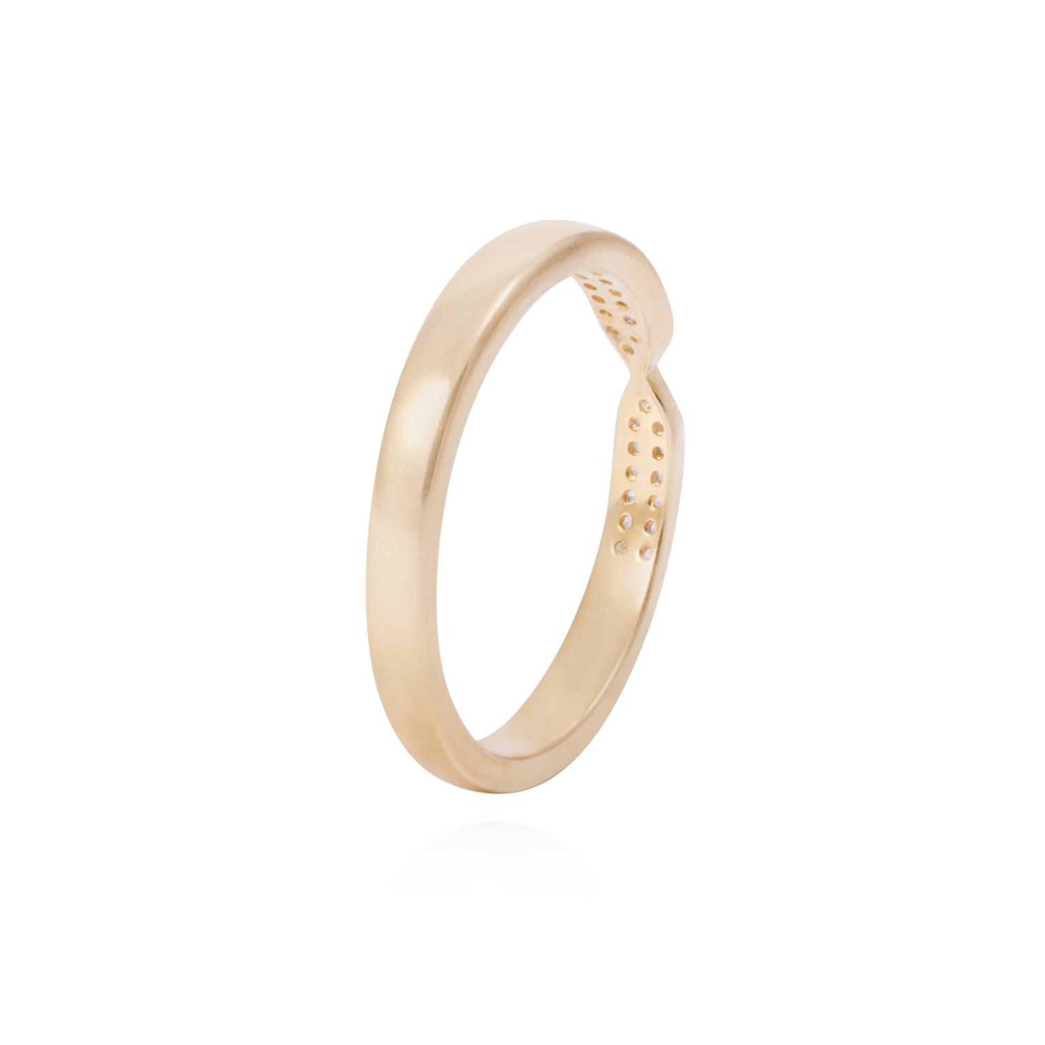 Anillo de Plata Esterlina Diseño Entrelazado Con Circón Revestido en Oro 18kt 3