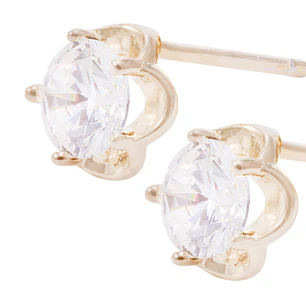 Aros de Plata Esterlina Solitario con Circonita Grifas Revestida en Oro 18kt