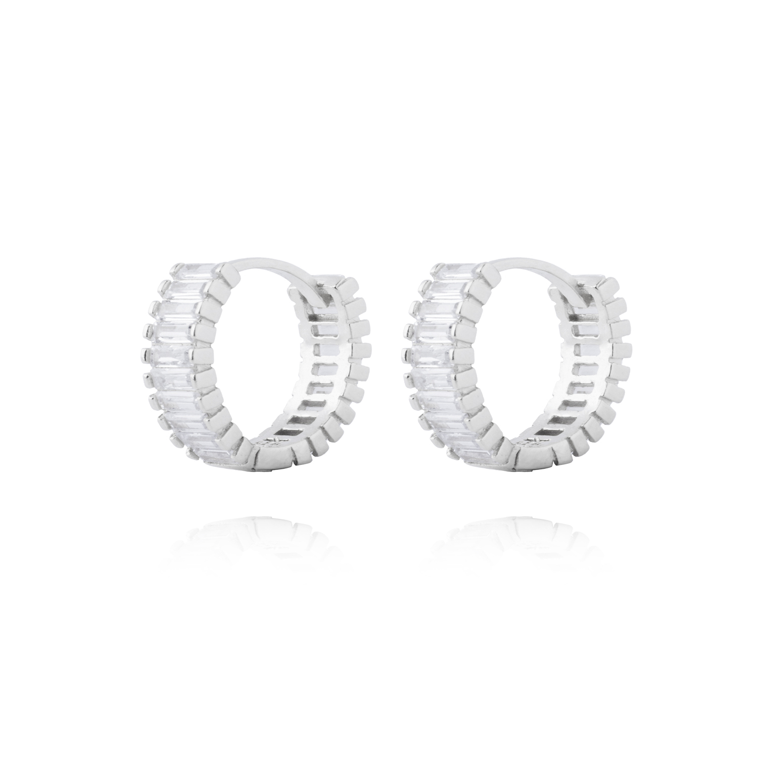 Aros de Plata Esterlina 925 Argollas Riel en Circon 1