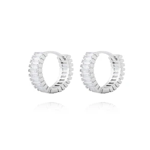 Aros de Plata Esterlina 925 Argollas Riel en Circon