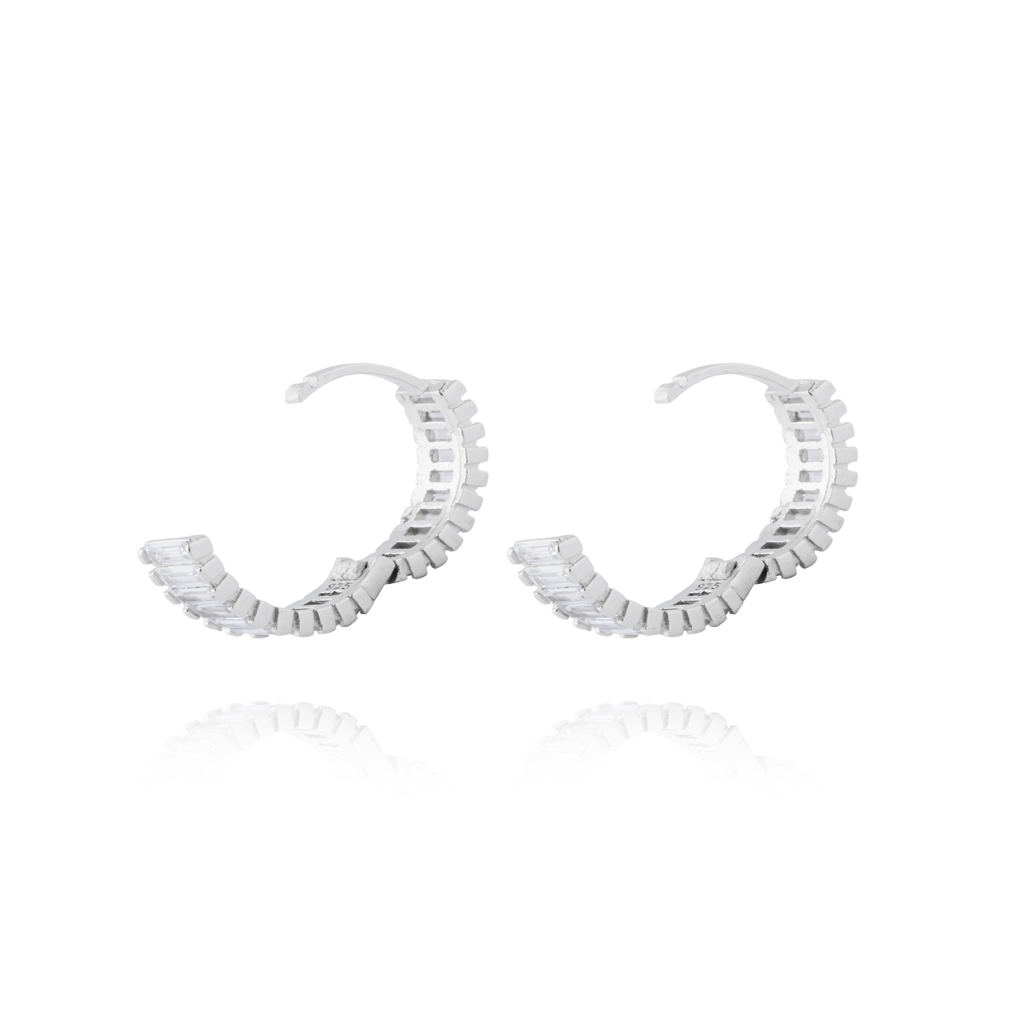 Aros de Plata Esterlina 925 Argollas Riel en Circon 2