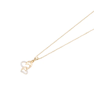 Colgante de Oro 18kt Delfín Corazón Circonita