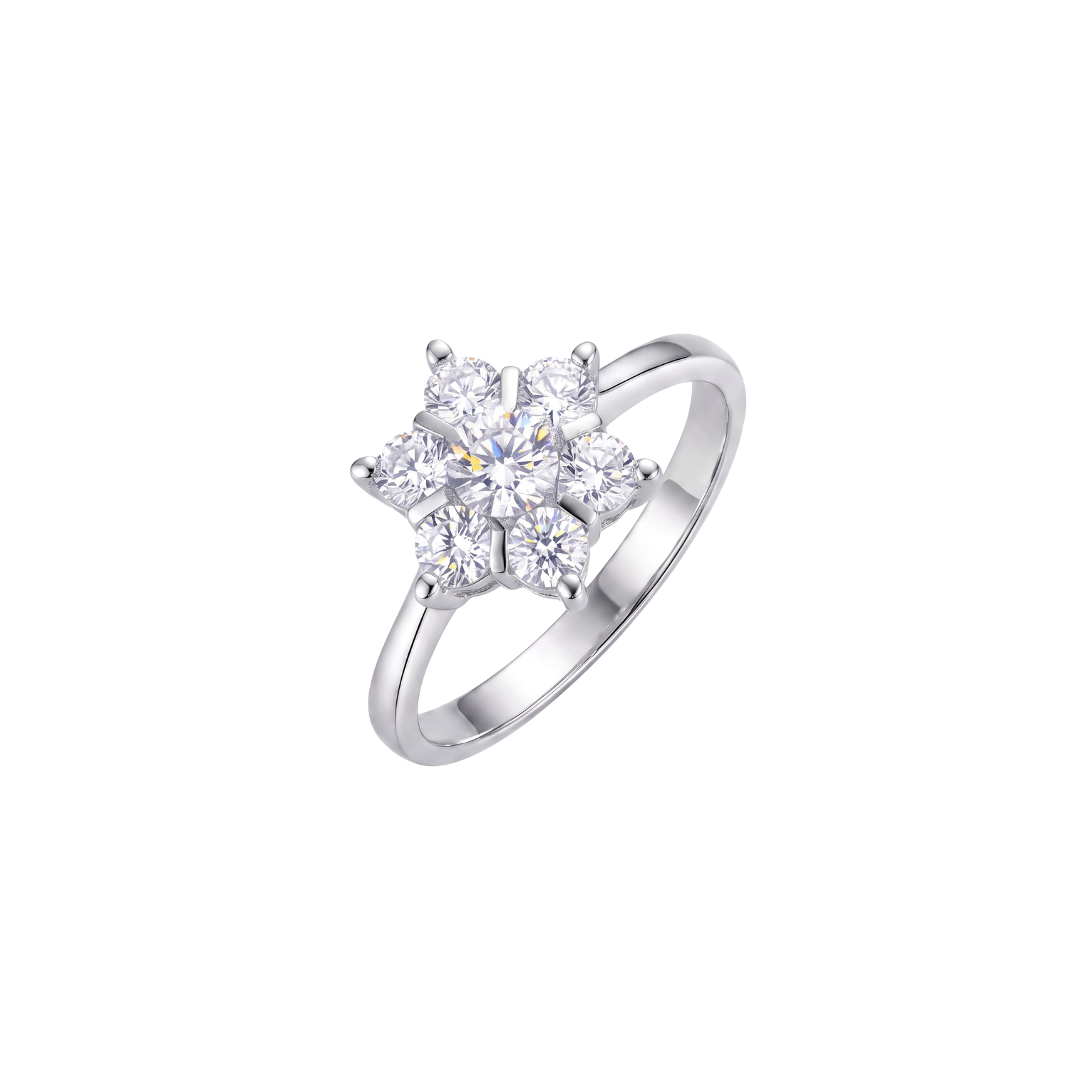 Anillo de Plata Esterlina 925 Copo Nieve 7 Circon 1