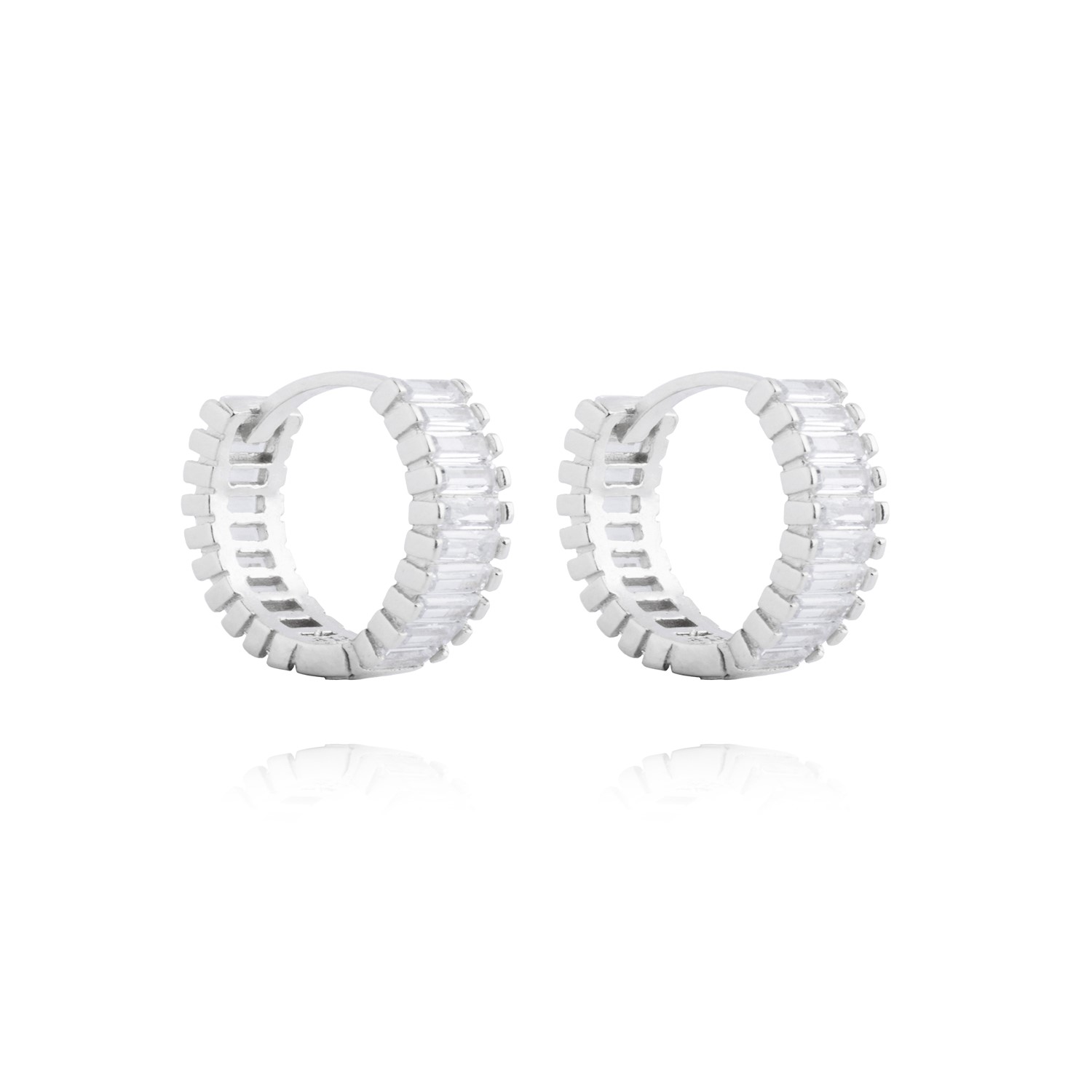 Aros de Plata Esterlina 925 Argollas Riel en Circon 3