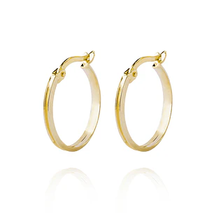 Aros de Oro 18kt Argollas de Bitono Biselada