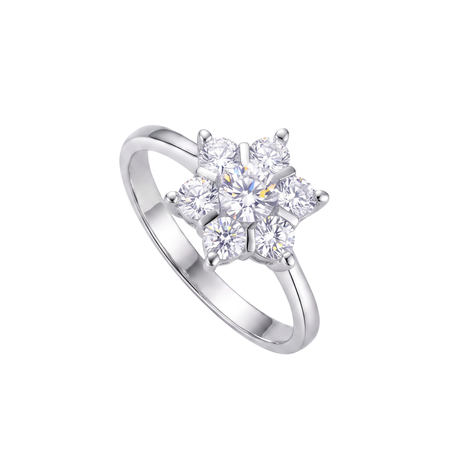 Anillo de Plata Esterlina 925 Copo Nieve 7 Circon 2