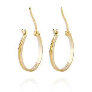 Aros de Oro 18kt Argollas de Bitono Biselada
