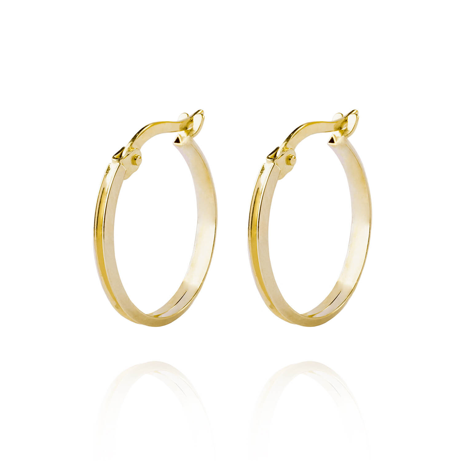 Aros de Oro 18kt Argollas de Bitono Biselada 3