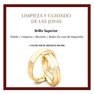 Servicio de Limpieza Brillo Superior Par  de Argollas