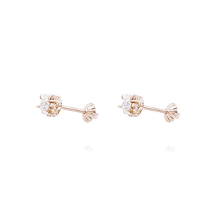 Aros Oro Miel 18kt Chatón Circón 3mm
