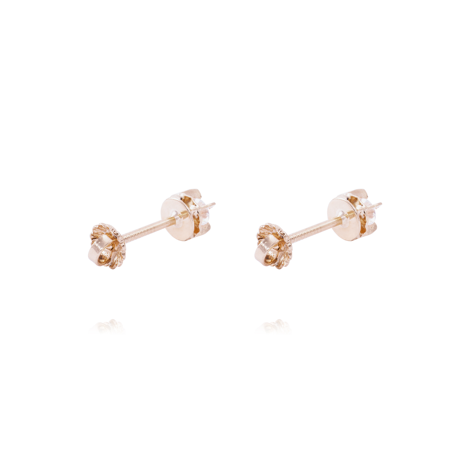 Aros Oro Miel 18kt Chatón Circón 3mm 3