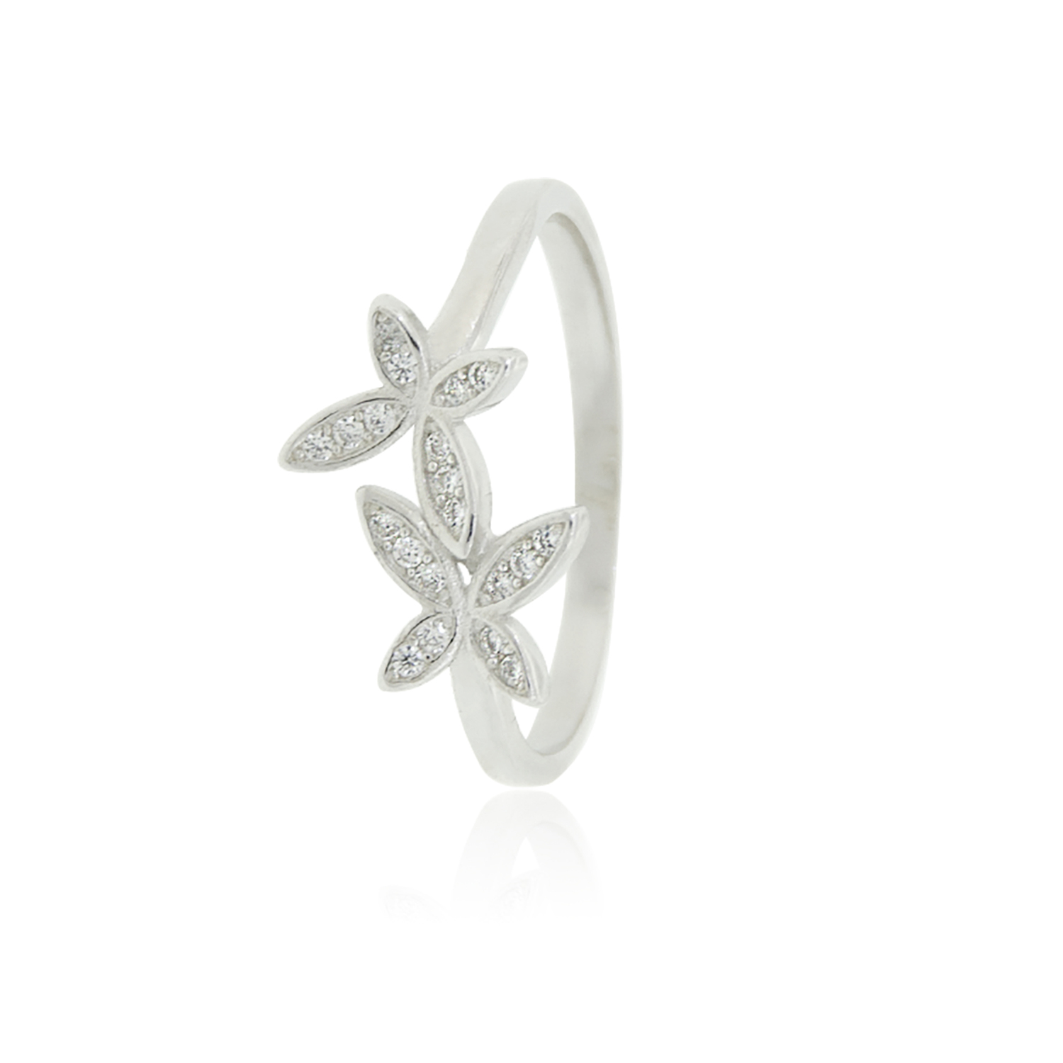 Anillo de Plata Esterlina 925 Doble Mariposa Circonita 1