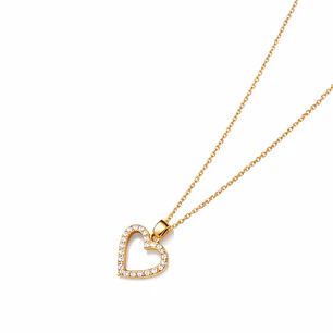 Colgante Oro Amarillo 18kt Corazón Doble Circonita