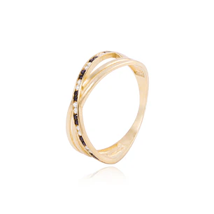 Anillo Compromiso de Oro 18Kt Circón con Onix