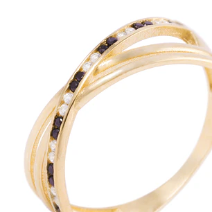 Anillo Compromiso de Oro 18Kt Circón con Onix
