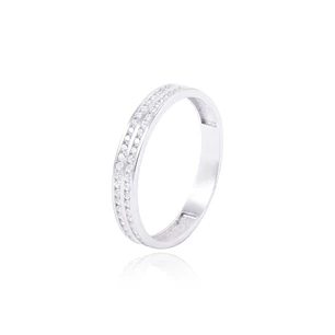 Anillo Oro Blanco 18kt Doble Riel Circonita