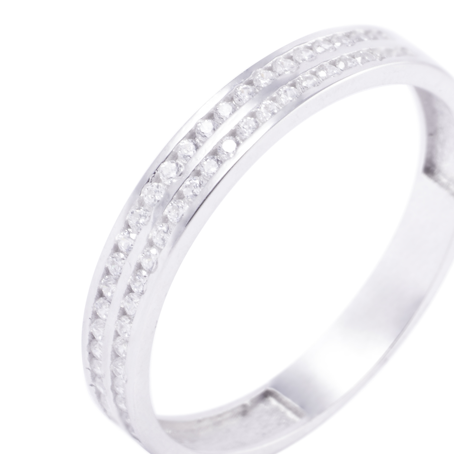 Anillo Oro Blanco 18kt Doble Riel Circonita 2