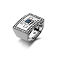 Anillo Oro Blanco 18kt Modelo Tezca 16 Diamantes 1pt y Zafiro 3x3 - Miniatura 1