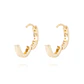 Aros de Oro 18kt Argollas Con Circonitas en Riel - Miniatura 3