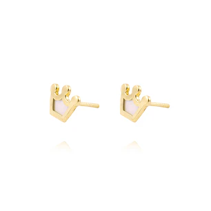 Aros de Oro 18kt Corona con Nacar. Abridor