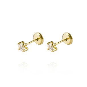 Aros de Oro 18kt Circón Circonita 3 mm
