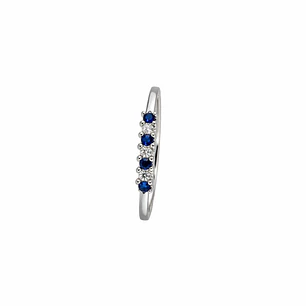 Anillo Oro Blanco 18kt Medio Cintillo Circonita-Zafiro