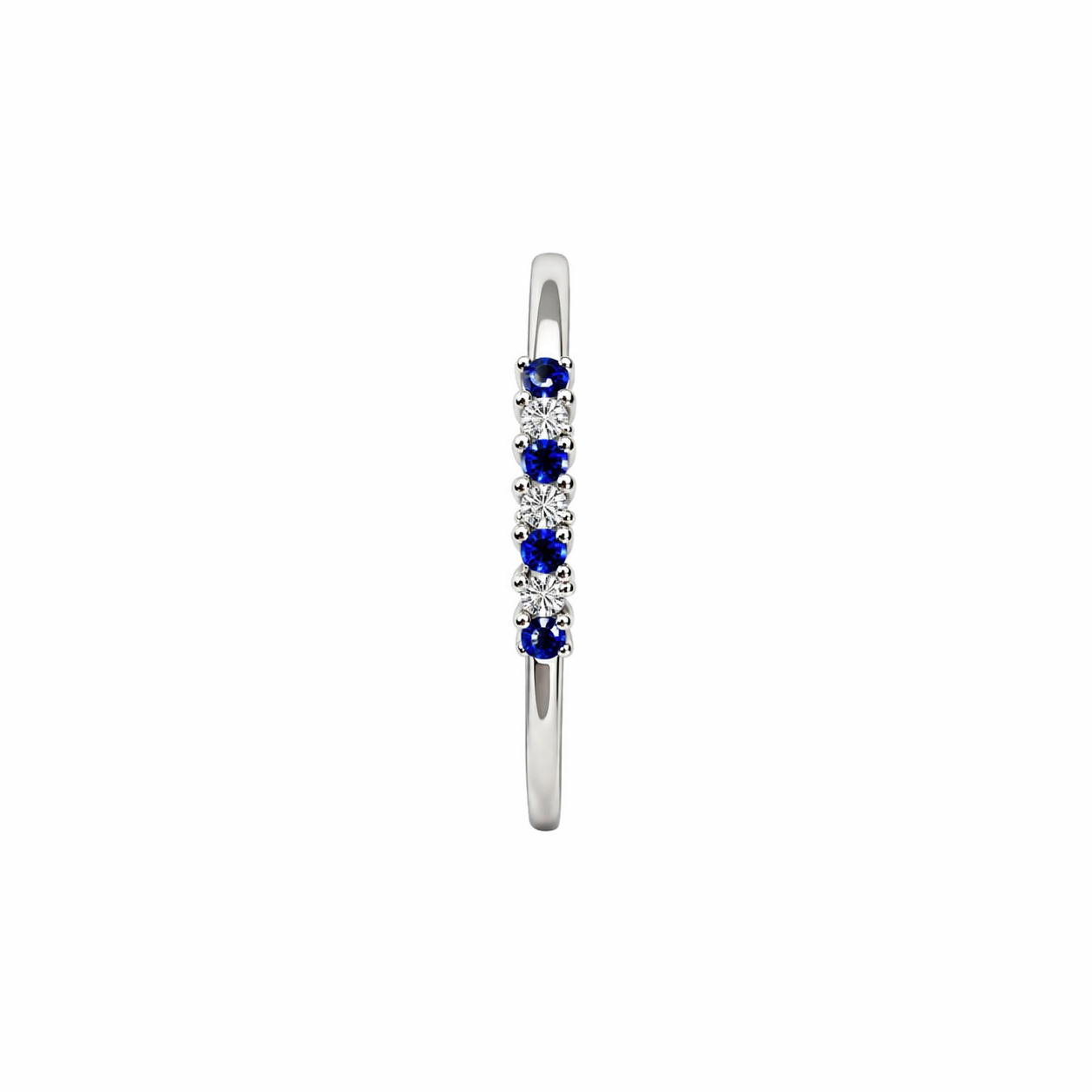 Anillo Oro Blanco 18kt Medio Cintillo Circonita-Zafiro 2