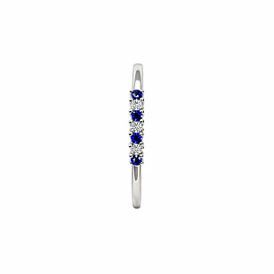 Anillo Oro Blanco 18kt Medio Cintillo Circonita-Zafiro