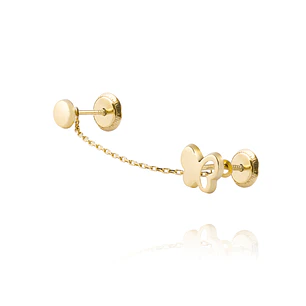 Aros de Oro 18kt Modelo Mariposa con Círculo