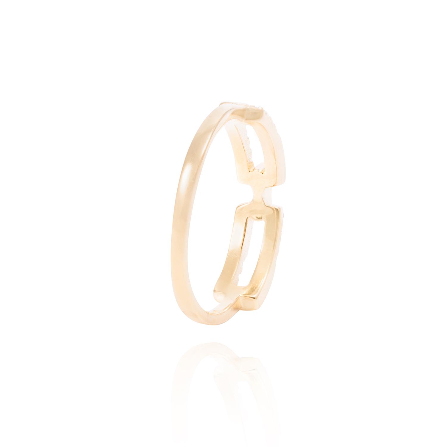 Anillo Revestido en Oro 18kt Eslabones con Circonita 3